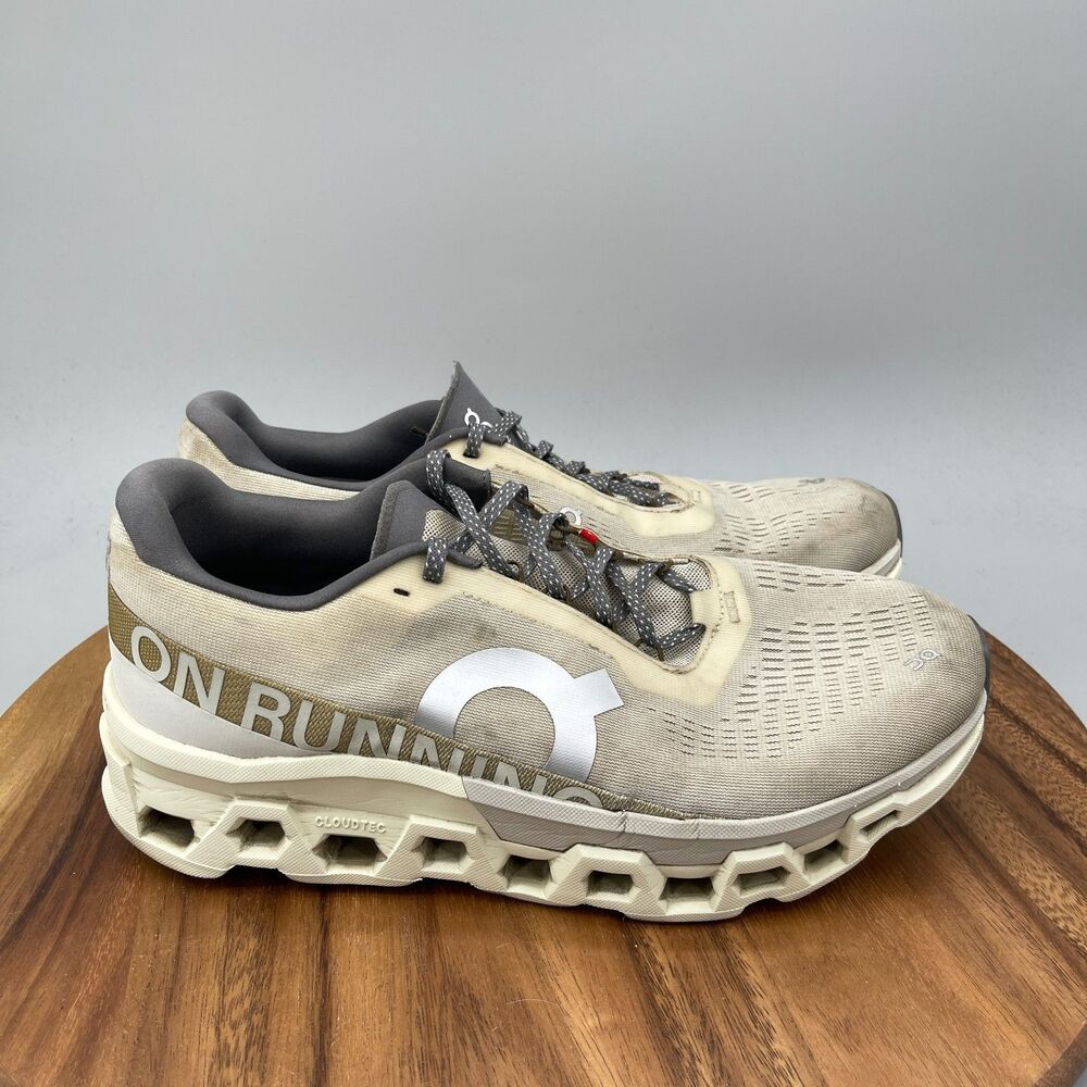ON Cloudmonster 2 Shoes Mens Size 12 Beige Running Comfort Workout Gym Sneakers